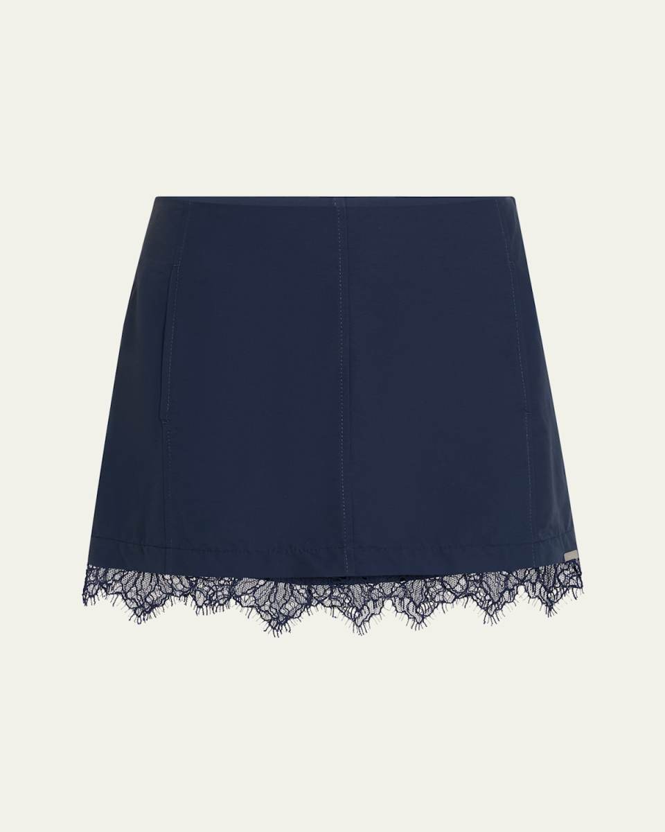 Tobie Lace-Trim Mini Skirt